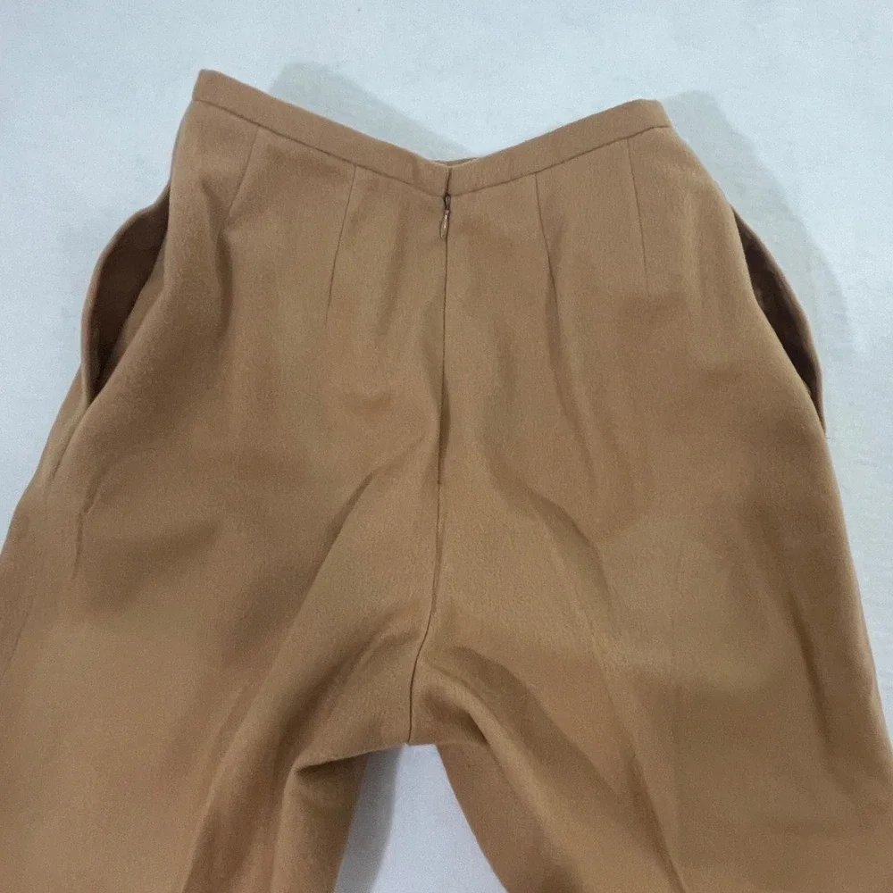 VTG J. Crew Wool Cashmere‎ High Rise Pleated Trouser Pants Tan Womens Size 4